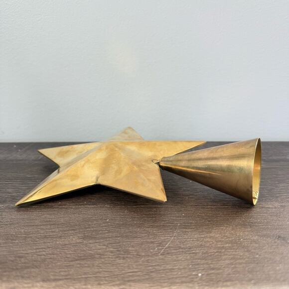 Vintage | Brass Star Christmas Tree Topper India Gold Holiday 5 Pointed Large - Picture 3 of 6